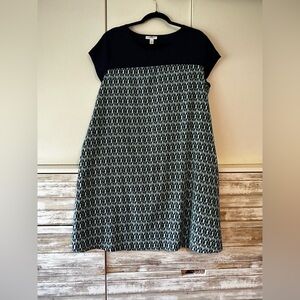 Liz Lange Maternity Black and Turquoise A-Line Midi Dress